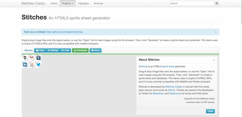 Stitches   An HTML5 sprite sheet generator