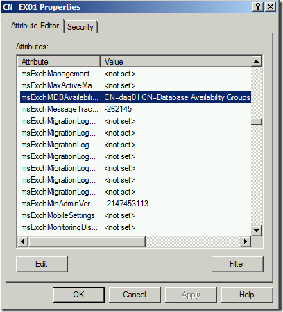 用ADSIEDIT修改DAG中成员属性来执行恢复安装（setup /mode:RecoverServer）_ADSIEDIT_04