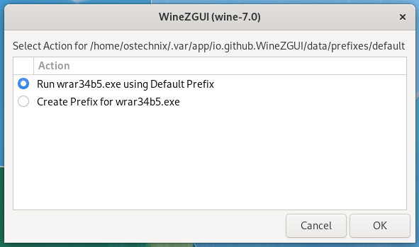Run WinRAR With Default Prefix