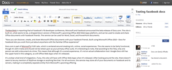 微软正式上线社交网络版Office 2010