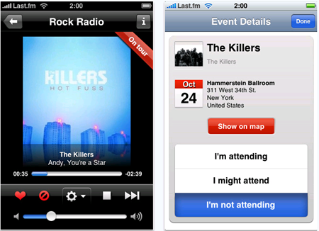 The official Last.fm iPhone application