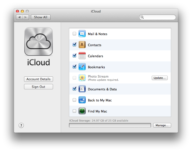 iCloud Settings