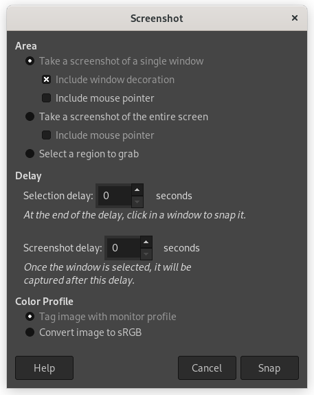 Image of the GIMP screenshot menu