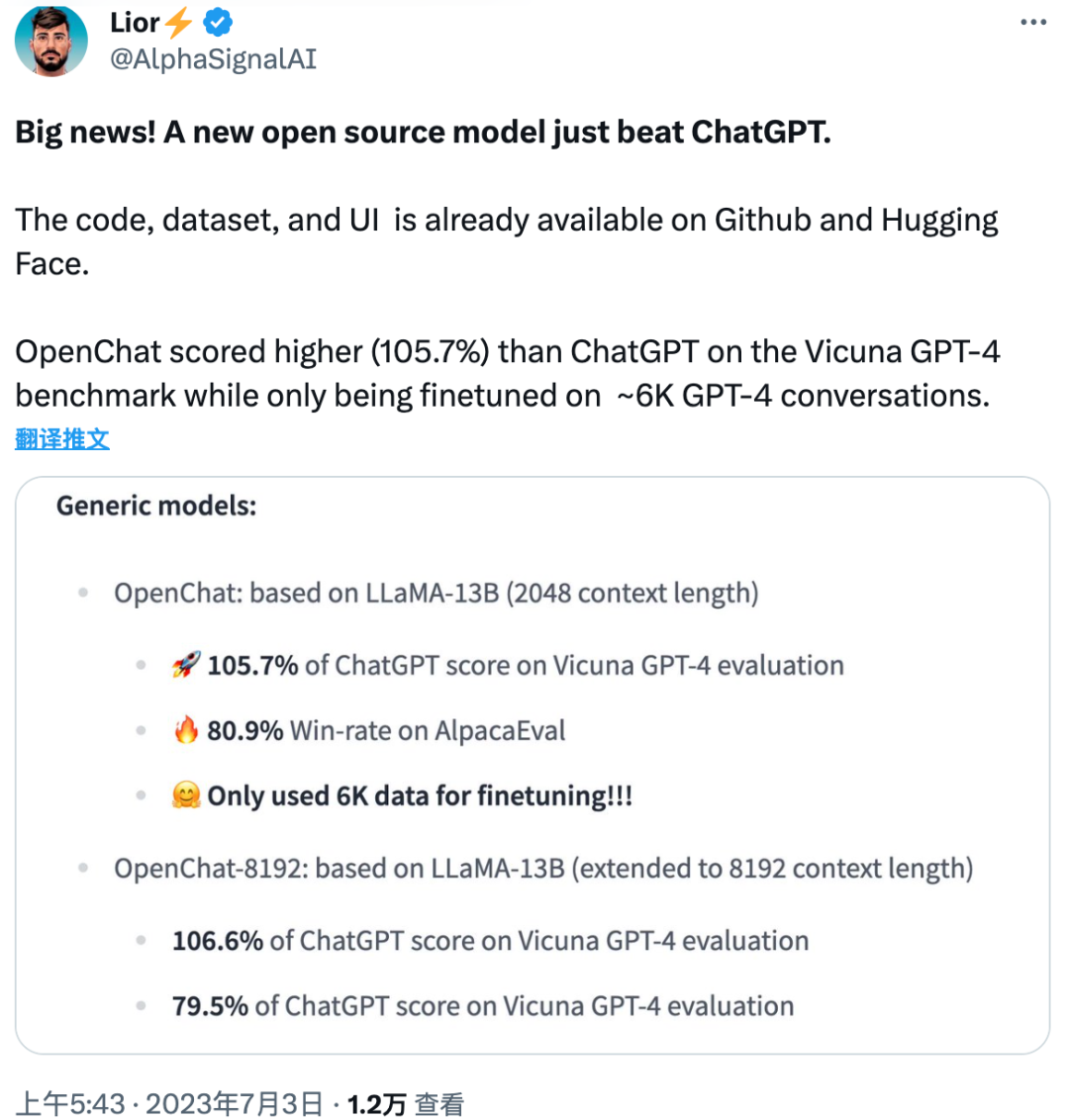 第一个超越ChatGPT的开源模型来了？网友并不买账