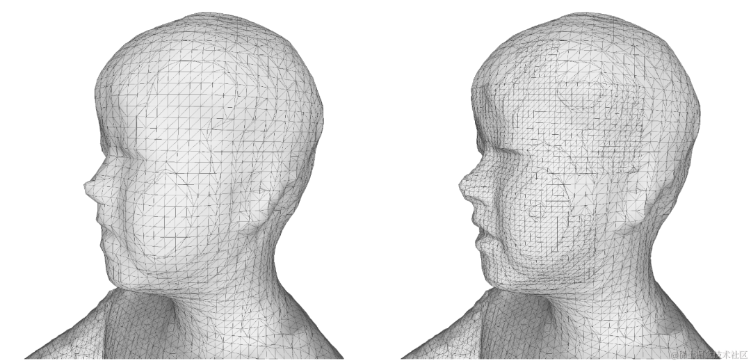 Left: Same Voxel@[8mm], Right: Hierarchy Voxel@[4m